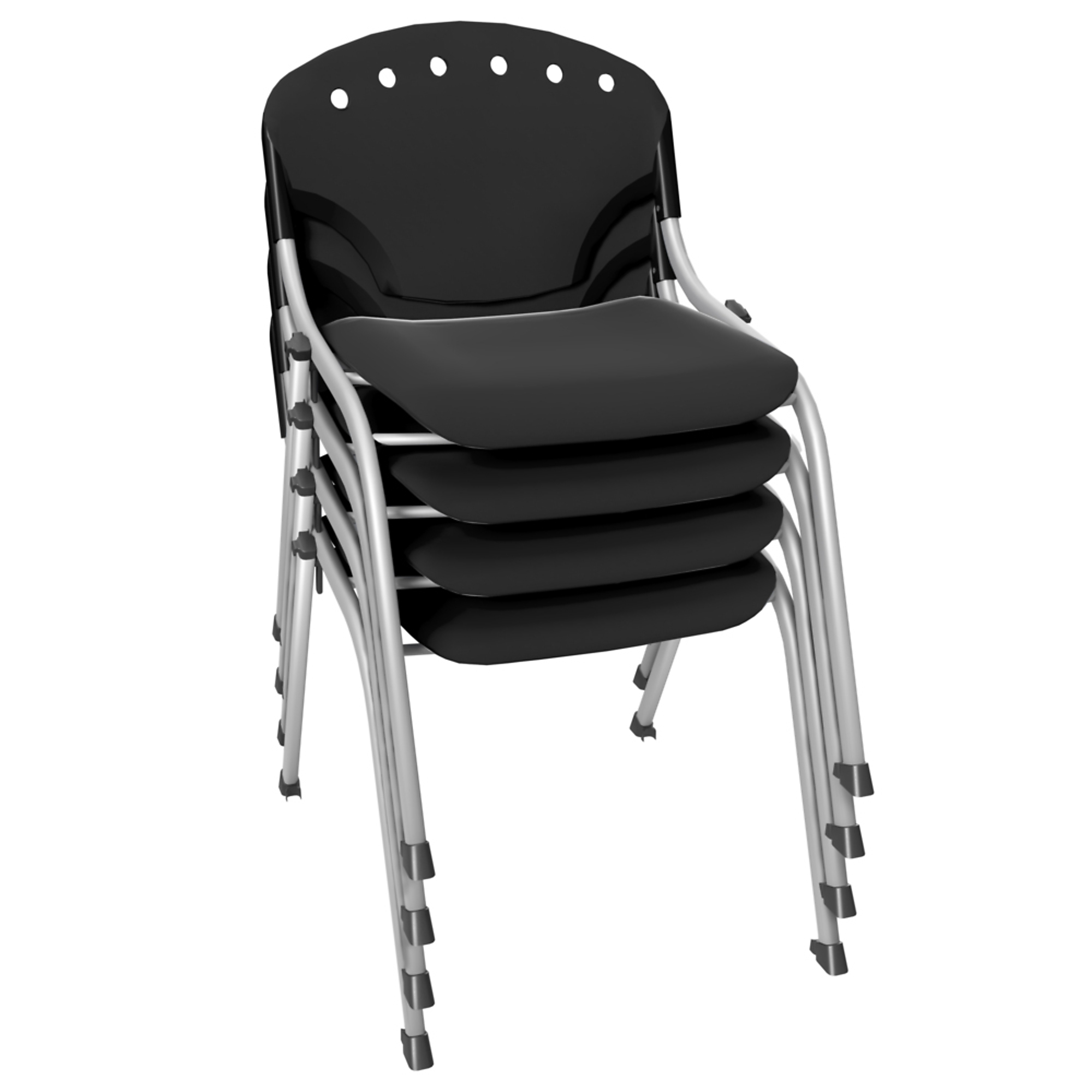 Regency Rico Classroom Training Stack Chair — Armless, Black, 4 Pack, 330-Lb. Capacity, Model# 305-BK-4PK